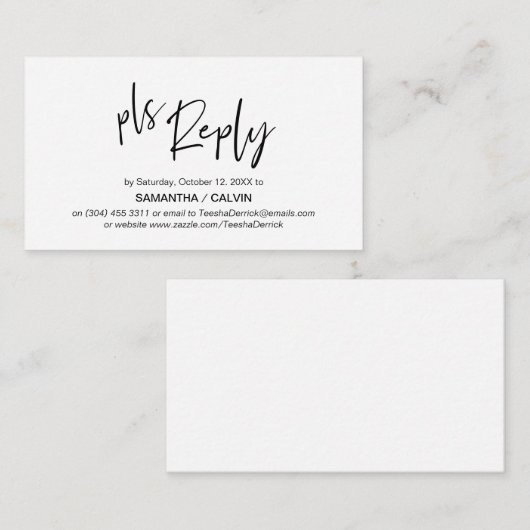 Carte D'accompagnement Élégance décontractée, Script gris noir, réponse R (Devant / Derrière)