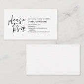 Carte D'accompagnement Élégance décontractée, Script noir, réponse RSVP (Devant / Derrière)