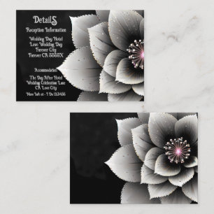 Carte D'accompagnement Élégance intemporelle : Mariage en fleurs noir et