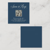 Carte D'accompagnement Elégance italienne bleu foncé | RSVP avec code QR (Devant / Derrière)