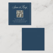 Carte D'accompagnement Elégance italienne bleue encadrée | RSVP avec code (Devant / Derrière)
