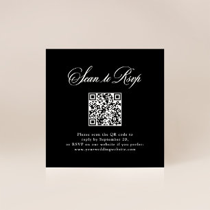 Carte D'accompagnement Élégance Italienne Noire RSVP avec QR Code