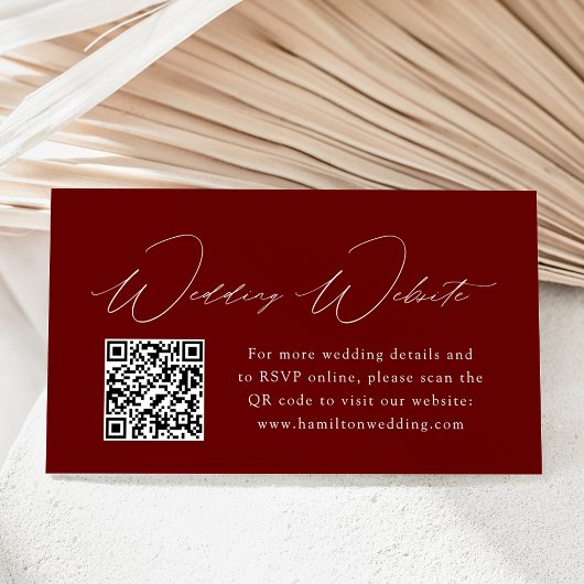 Carte D'accompagnement Élégance Moderne Code QR du site web de mariage bo