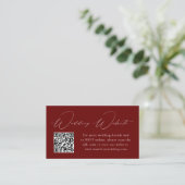 Carte D'accompagnement Élégance Moderne Code QR du site web de mariage bo (Debout devant)