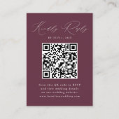 Carte D'accompagnement Élégance Moderne Code QR RSVP Vin (Devant)