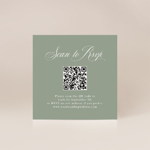 Carte D'accompagnement Élégance Sage Green RSVP avec code QR
