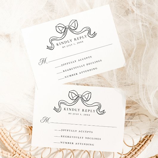 Carte D'accompagnement Elégance vintage Black Bow Wedding RSVP