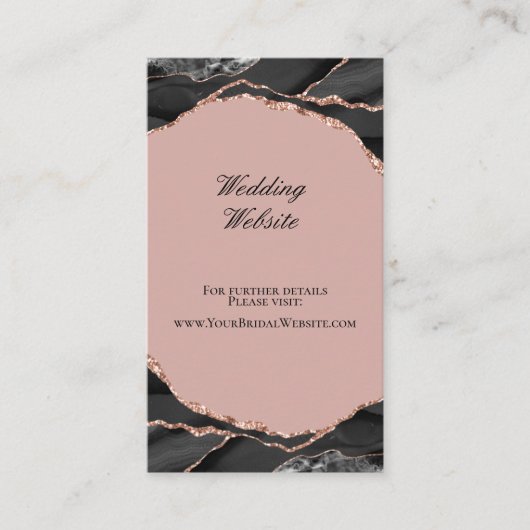 Carte D'accompagnement Élégant Agate Rose Gold Mariage site Web (Devant)