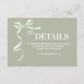 Carte D'accompagnement Elegant and Modern Sage Bow Wedding (Devant)