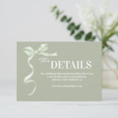Carte D'accompagnement Elegant and Modern Sage Bow Wedding (Debout devant)
