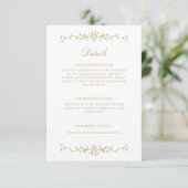 Carte D'accompagnement Elegant Antique Gold Line Art Mariage Détails (Debout devant)