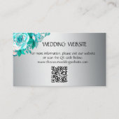 Carte D'accompagnement Elegant Aqua Roses et Silver Mariage site Web (Devant)