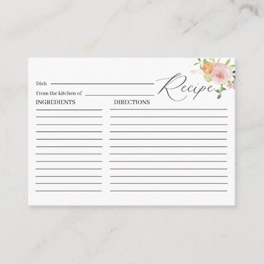 Carte D'accompagnement Élégant Aquarelle Citrus rose Fleurs Mondial (Devant)