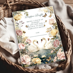 Carte D'accompagnement Élégant Aquarelle Swans Diapper Raffle