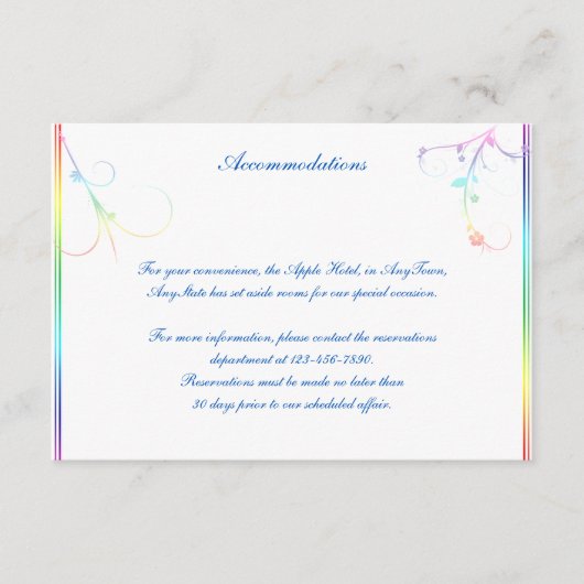 Carte D'accompagnement Élégant arc-en-ciel Floral Gay Mariage Insertion (Devant)