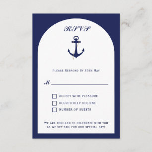 Carte D'accompagnement Elégant Arc Marine & Blanc Mariage Nautique RSVP