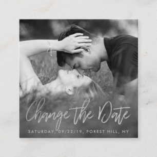 Carte D'accompagnement Élégant Argent Foil Script Photo Modifier La Date