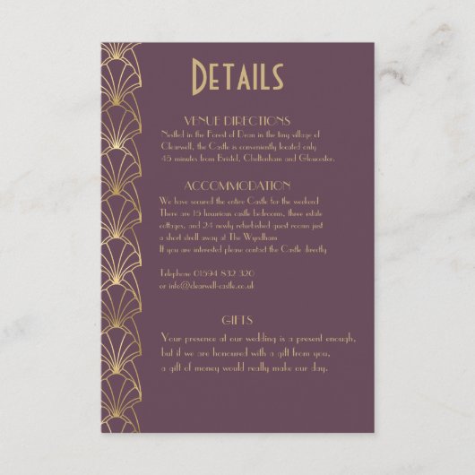 Carte D'accompagnement Élégant Art Déco Chic Great Gatsby Détails Enclosu (Devant)