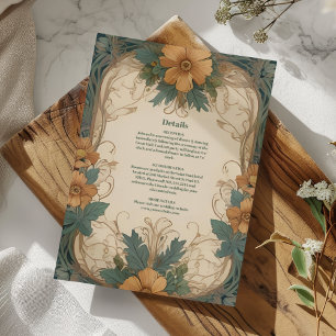 Carte D'accompagnement Élégant Art Nouveau Floral Mariage