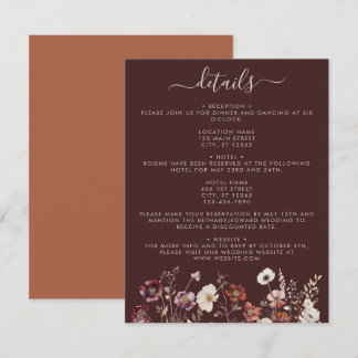 Carte D'accompagnement Élégant automne Brown Mariage floral