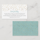 Carte D'accompagnement Elégant Baby Blue & Gold Raindrops Livre pour bébé (Devant / Derrière)