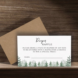 Carte D'accompagnement Elégant Baby shower Aquarelle Pine Hiver