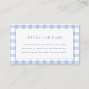 Carte D'accompagnement Elégant Baby shower Bleu En vichy Livres Pour Bébé