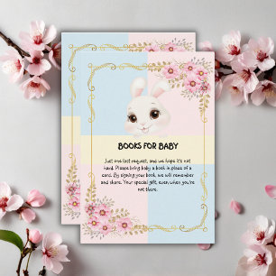 Carte D'accompagnement Elégant Baby shower de lapin blanc moderne
