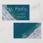 Carte D'accompagnement Elegant Beach Blue Ocean Mariage Registre (Devant / Derrière)