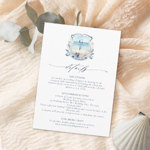 Carte D'accompagnement Elegant Beach Crest Monogram Détails du Mariage