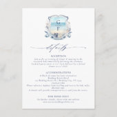 Carte D'accompagnement Elegant Beach Crest Monogram Détails du Mariage (Devant)