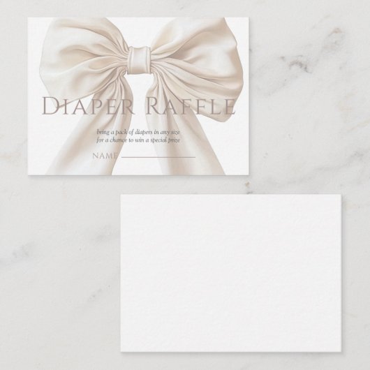 Carte D'accompagnement Élégant Beige Bow Genre Neutre Déchets Raffle (Devant / Derrière)