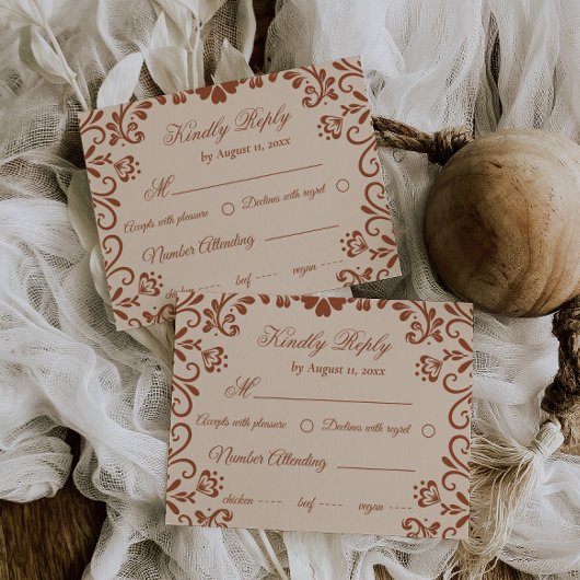 Carte D'accompagnement Elégant Beige Brown Mariage Rsvp