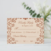 Carte D'accompagnement Elégant Beige Brown Mariage Rsvp (Debout devant)