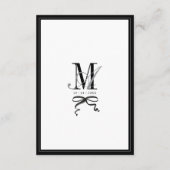 Carte D'accompagnement Elegant Black and White Bow Simple Wedding Details (Dos)