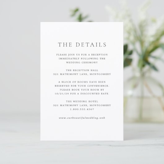 Carte D'accompagnement Elegant Black and White Classic Wedding (Debout devant)