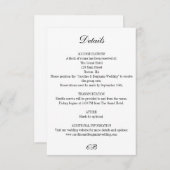 Carte D'accompagnement Elegant Black and White Script Monogram Wedding (Devant / Derrière)