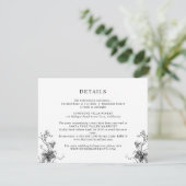 Carte D'accompagnement Elegant Black Botanical Feuille Détails du Mariage (Debout devant)