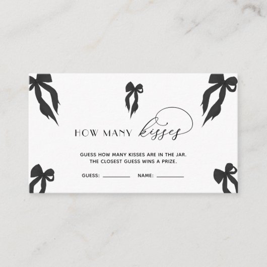 Carte D'accompagnement Elegant Black Bow Devine Combien De Baisers Jeu (Devant)