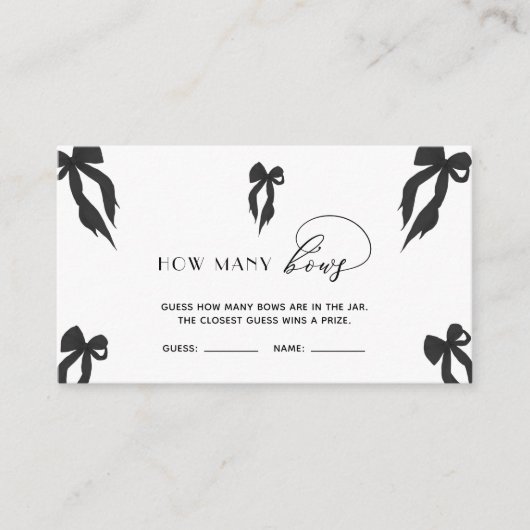 Carte D'accompagnement Elégant Black Bow Devine Combien De Bows Jeu (Devant)