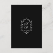 Carte D'accompagnement Elegant Black Floral Crest Monogram Script Wedding (Dos)
