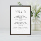 Carte D'accompagnement Elegant Black & Gold Frame Mariage Détails (Debout devant)