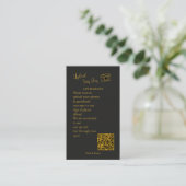 Carte D'accompagnement Elegant Black Gold Wedding Photo Sharing QR Code   (Debout devant)