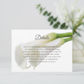 Carte D'accompagnement Elégant Blanc Calla Lilies Détails du Mariage Info (Debout devant)