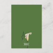 Carte D'accompagnement Elégant blanc Calla Lily Vert Mariage botanique (Dos)