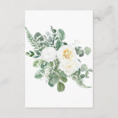 Carte D'accompagnement Elégant blanc et fleurs vertes Détails du Mariage (Dos)