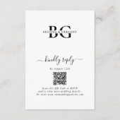 Carte D'accompagnement Élégant blanc et noir Mariage des initiales de mon (Devant)