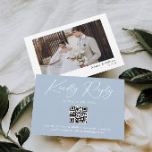 Carte D'accompagnement Elégant bleu clair QR Code Mariage RSVP