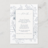 Carte D'accompagnement Elégant bleu Dusty Floral Line Art Mariage Détails (Devant)