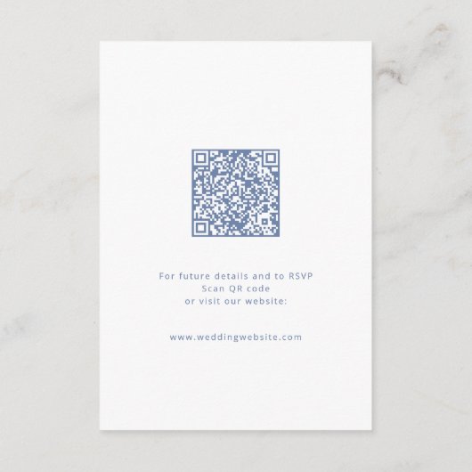 Carte D'accompagnement Elégant bleu Dusty Main Draw Bow Détails du Mariag (Dos)